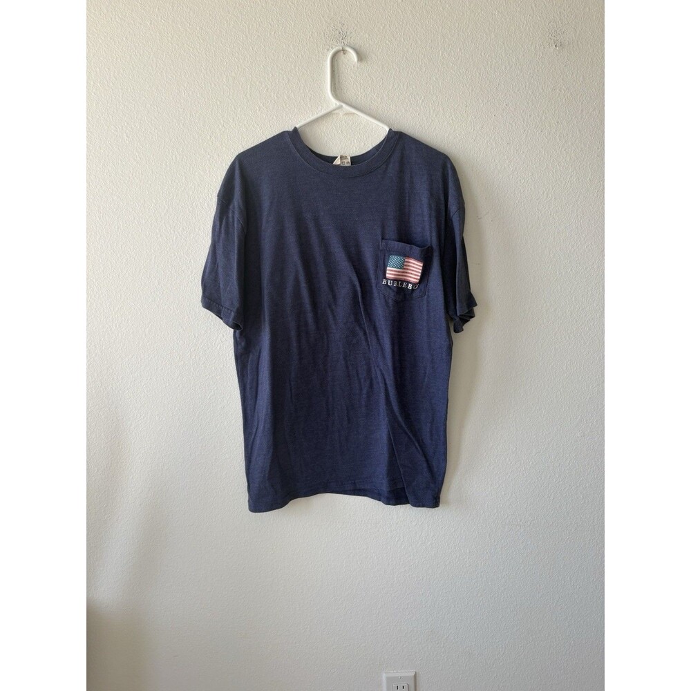 Burlebo Men’s Flag Patriotic Graphic Print Pocket T-Shirt Blue Size Large